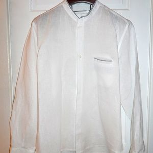 Adolfo Dominguez 100% Linen Shirt mandarin collar